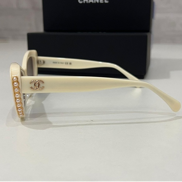CHANEL Ivory Sunglasses with Pearl Accents - Picture 1 of 10